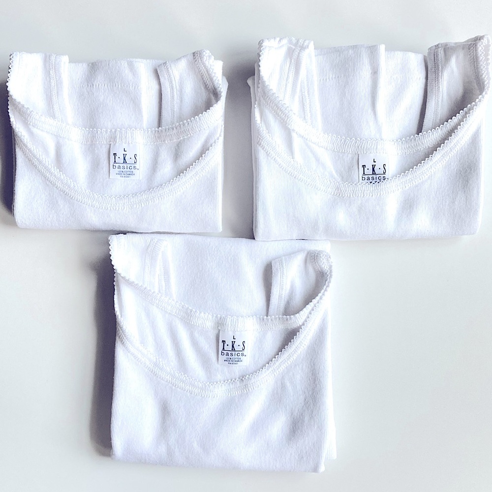 Women’s Set of 3 (three) TKS White Cotton Soft Tank Tops